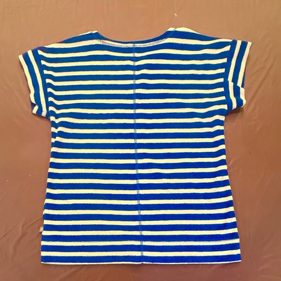 NWOT Talbots Blue/White Striped Short Sleeve Terrycloth Tee Size Small - Picture 3 of 9